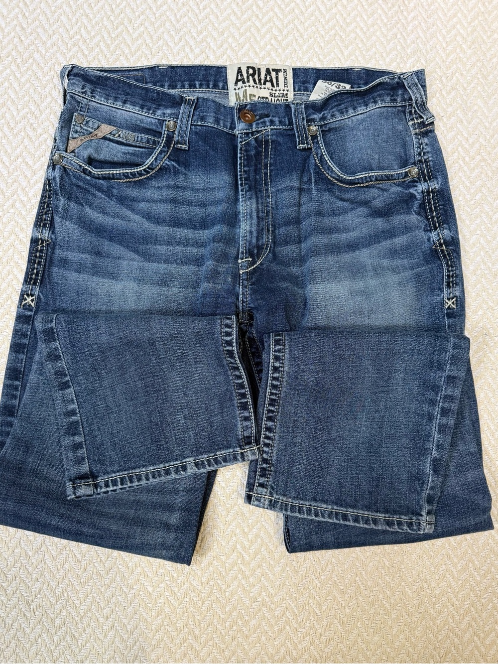 ARIAT Men's M5 Slim Straight Adkins Western Jeans in "Lennox" Wash Size 36x32